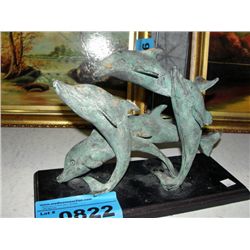 Metal cast dolphin display