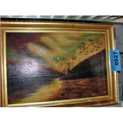Framed original oil on board painting