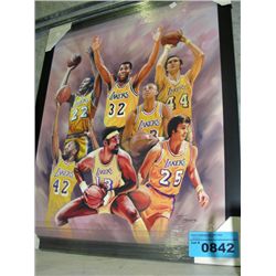 Framed Lakers NBA basketball print