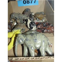 Box of vintage leaded toy animals