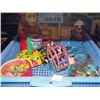 Image 1 : Blue basket of assorted vintage collectors toys