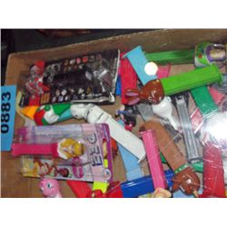 Box of collectors pez dispensors