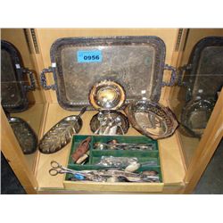 Shelf lo tof silver plated serving pieces etc