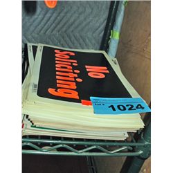Lot of assorted signs; help wanted, for sale,