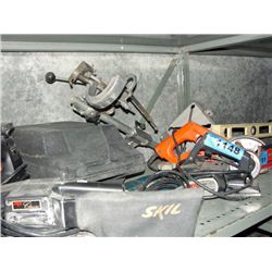 Shelf lot of assorted power tools