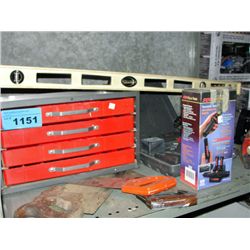 Shelf lot of assorted tools, misc items