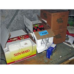 Shelf lot of assorted snack foods, beverages,