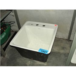 Heavy metal white laundry room tub style sink