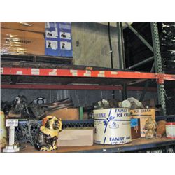 Shelf lot of misc decorative pieces; vintage ice