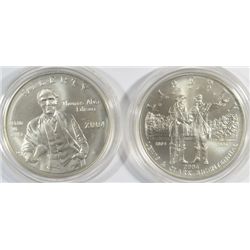 TWO BETTER 2004 UNCIRCULATED COMMEMORATIVE SILVER DOLLARS,  EDISON, LEWIS/CLARK