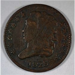 1825 HALF CENT FINCE DETAIL; SCRATCHED