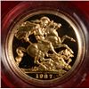 Image 2 : 1987 PROOF ENGLAND GOLD SOVEREIGN IN ORIGINAL BOX  WITH COA!