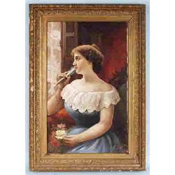 C. PICCININI - Turn of the century Italian school. "Portrait of a Young Lady". Oil on canvas. Signed