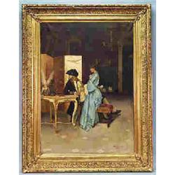 FEDERICO ANDREOTTI (1847-1930) Italian school. "The Hidden Love Letter". Oil on canvas. Signed and m
