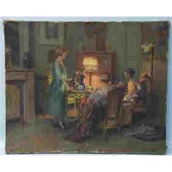 DELPHIN ENJOLRAS (1857-1945) French school. Oil on canvas depicting three ladies in an interior. App