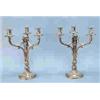 Image 1 : GALLIA, FRANCE - A pair of turn of the century silver plated bronze candelabra. The central column w