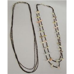 Bird Fetish and Pen Shell Heishi Necklaces