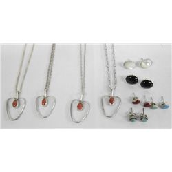 Silver Coral Necklaces and Earrings