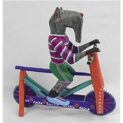 Mexican Folk Schnauzer on Bicycle - Hallmarked