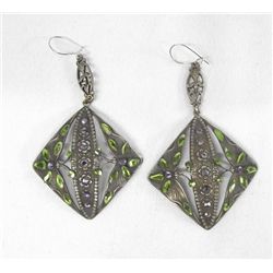Estate Butterfly Peridot Amethyst Earrings