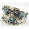 Image 3 : Navajo Coin Silver Turquoise Bracelet