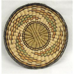 Vintage Hopi Polychrome Wicker Basket Tray