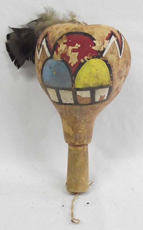 Vintage Hopi Painted Gourd Dance Rattle