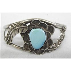 1960s Navajo Old Pawn Sterling Turquoise Bracelet
