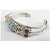 Image 1 : Navajo Sterling Turquoise Bracelet - Running Bear