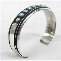 1980s Navajo Pawn Sterling Turquoise Bracelet