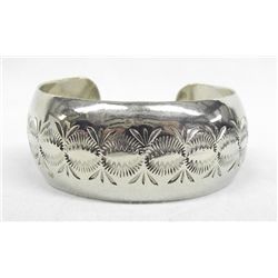 Navajo Coin Silver Cuff Bracelet