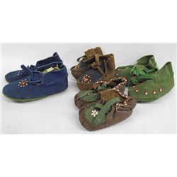 Four Pair Native American Leather Baby Moccasins