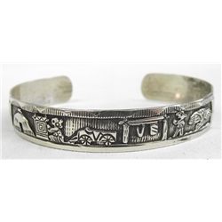 Navajo Nickel Silver Storyteller Bracelet - Begay