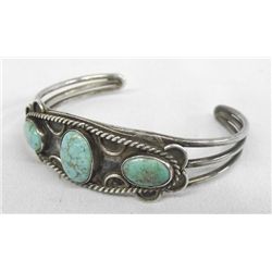 1960s Navajo Old Pawn Sterling Turquoise Bracelet