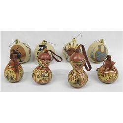 Pueblo Painted Gourd and Sand Painting Ornaments