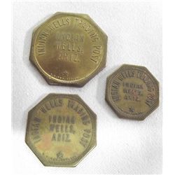 Three 1900 Indian Wells Trading Post Tokens