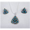 Image 2 : Navajo Turquoise Silver Pendant Earrings -- Ida Chester