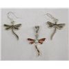 Image 2 : Zuni Channel Inlay Opal Dragonfly Earrings Pendant
