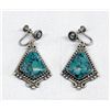 Image 1 : 1940s Navajo Sterling Natural Turquoise Earrings