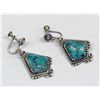 Image 2 : 1940s Navajo Sterling Natural Turquoise Earrings