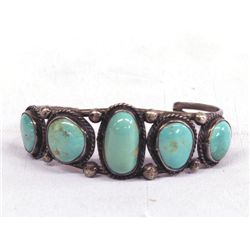 Old Pawn Navajo Sterling Turquoise Bracelet