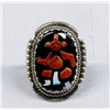 Image 1 : Zuni Sterling Inlay Mudhead Kachina Ring - Calavaza