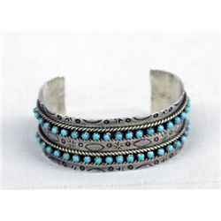Zuni Sterling Turquoise Bracelet -- J P Ukestine