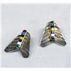 Image 2 : Zuni Sterling Silver Multi Stone Inlay Earrings