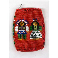 Beaded Cherokee Design Zippered Change Purse
