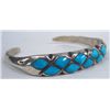 Image 3 : Navajo Silver Channel InlayTurquoise Bracelet