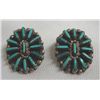 Image 1 : Zuni Sterling Needlepoint Turquoise Clip Earrings