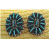 Image 3 : Zuni Sterling Needlepoint Turquoise Clip Earrings