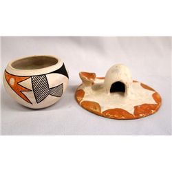 2 Acoma Pottery Bowl and Pipe Holder Dish