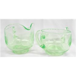 Cambridge Vaseline Glass Cream and Sugar Bowls